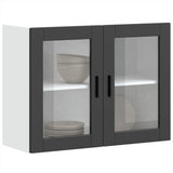 Armoire murale de cuisine avec porte en verre Porto noir