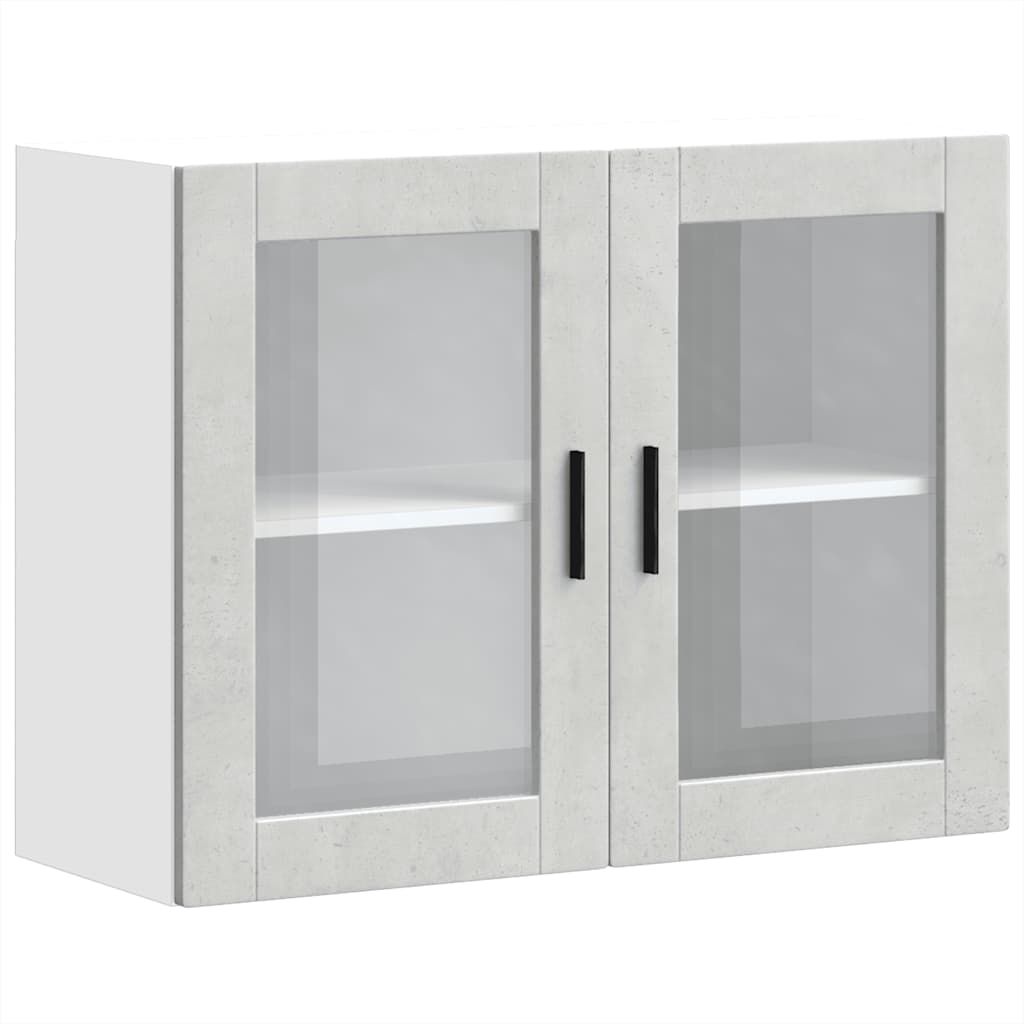 Armoire murale de cuisine avec porte en verre Porto gris béton