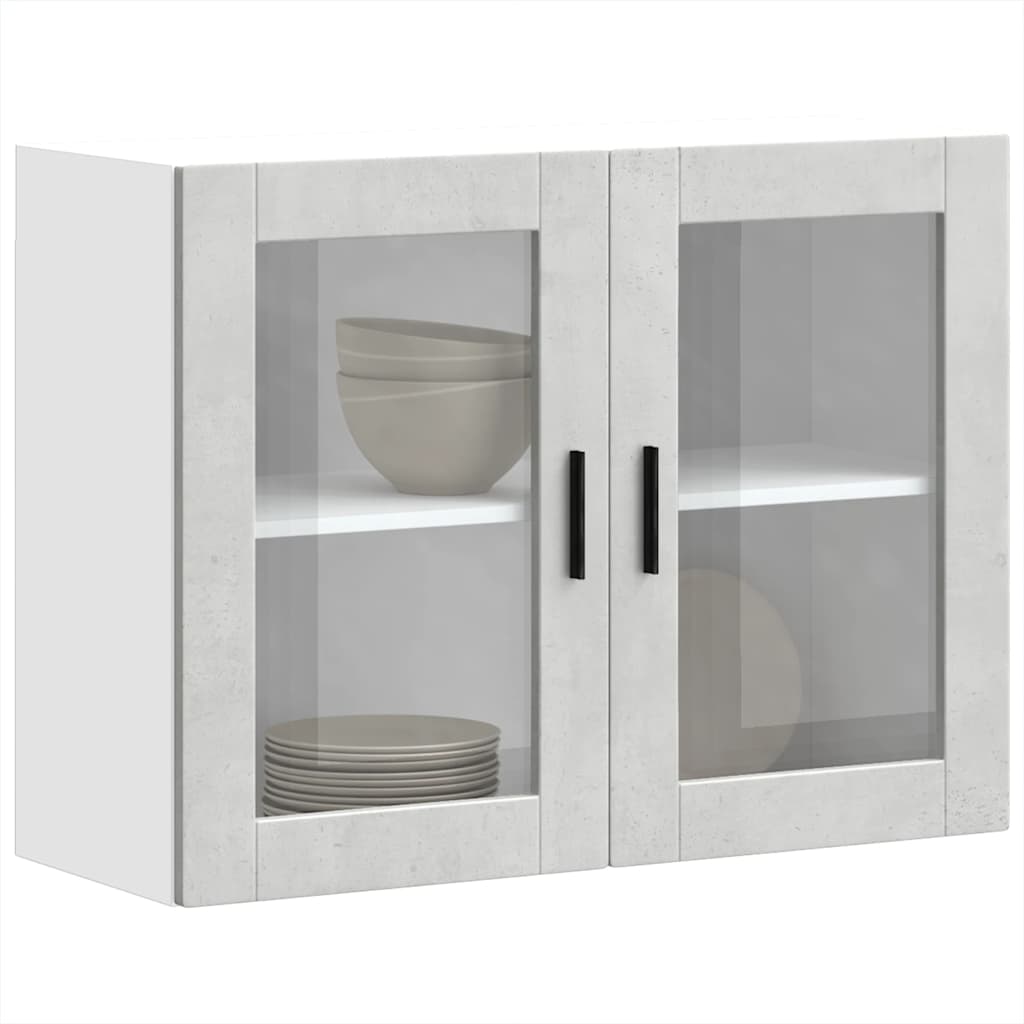 Armoire murale de cuisine avec porte en verre Porto gris béton