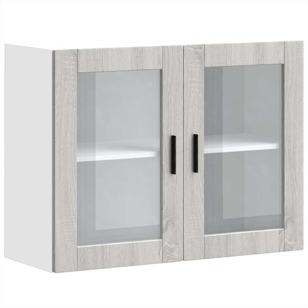 Armoire murale de cuisine avec porte en verre Porto sonoma gris