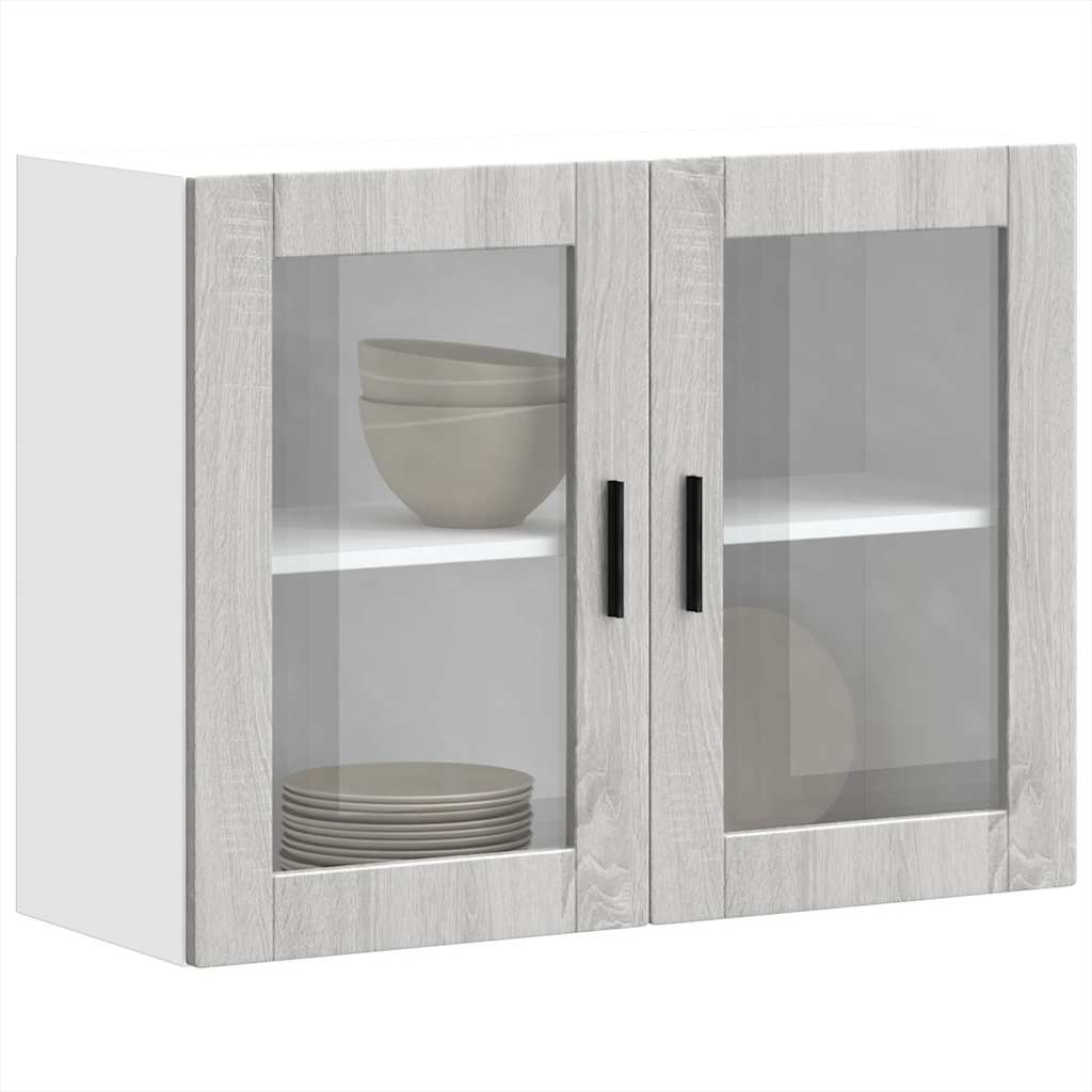 Armoire murale de cuisine avec porte en verre Porto sonoma gris