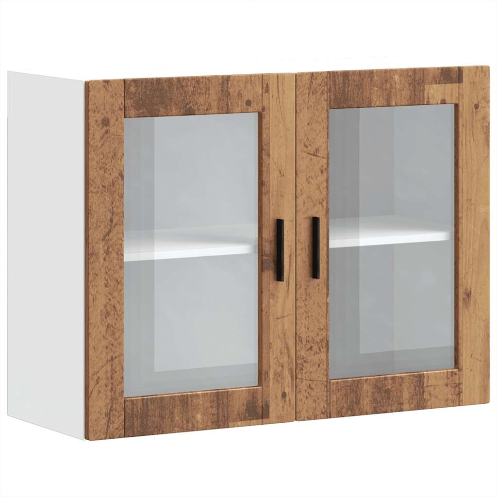 Armoire murale de cuisine avec porte en verre Porto vieux bois