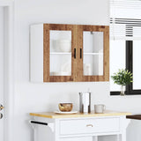 Armoire murale de cuisine avec porte en verre Porto vieux bois