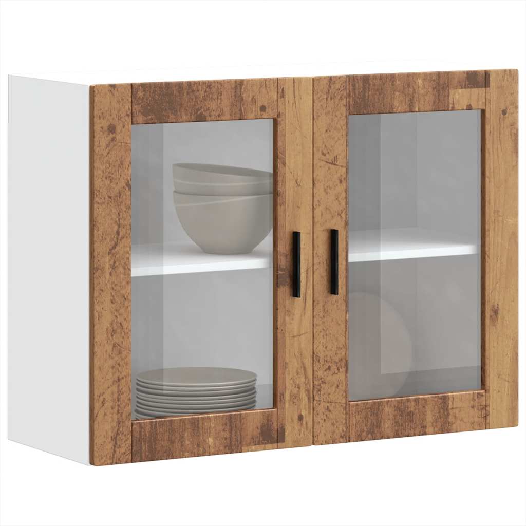 Armoire murale de cuisine avec porte en verre Porto vieux bois