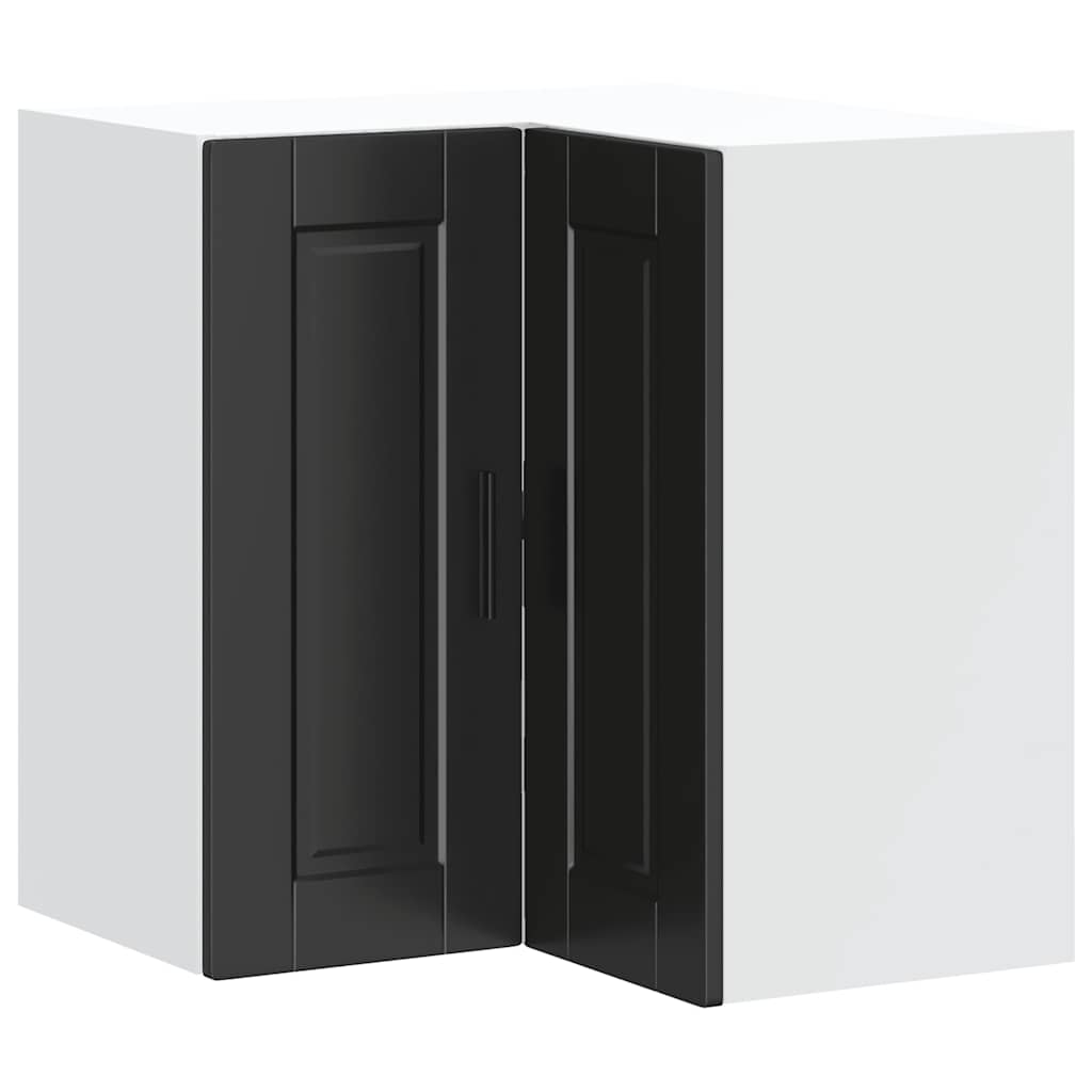 Armoire d'angle murale de cuisine Porto noir bois d'ingénierie