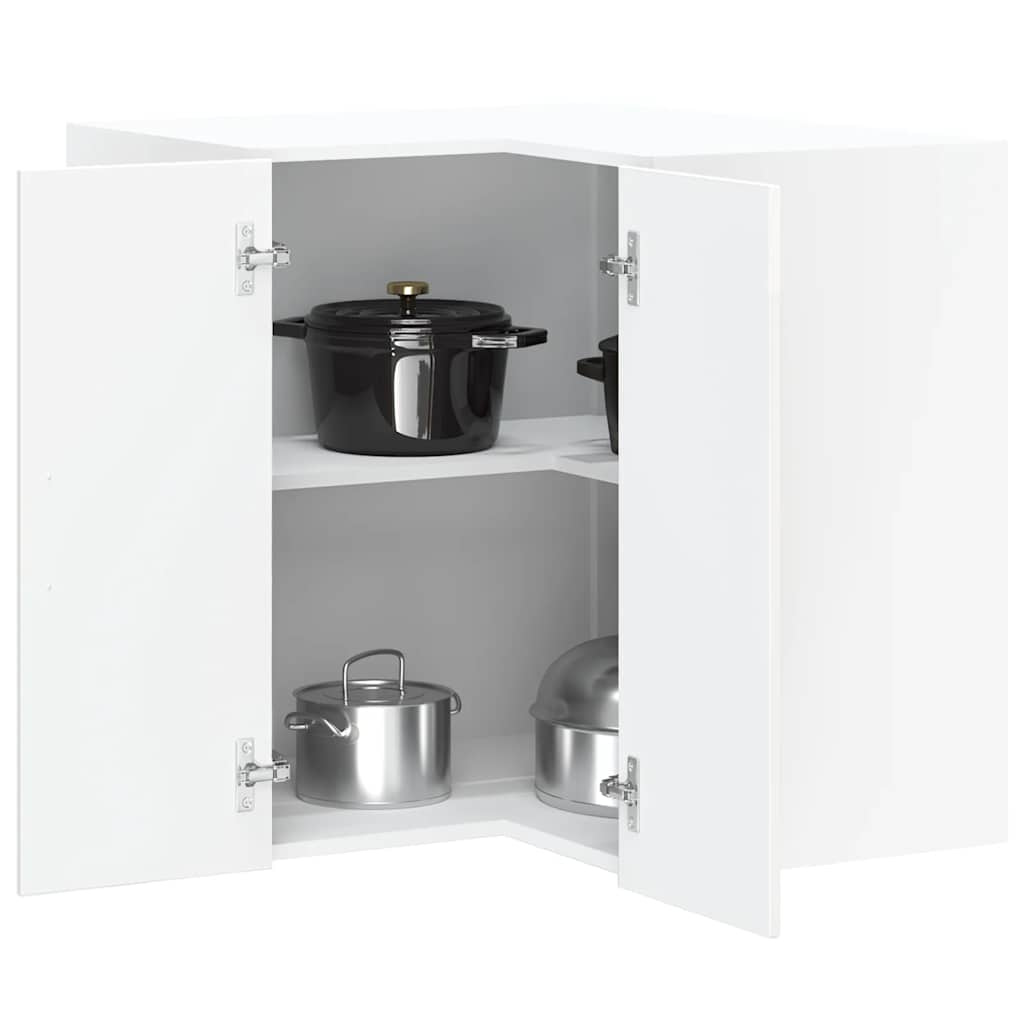 Armoire murale d'angle de cuisine Porto blanc brillant