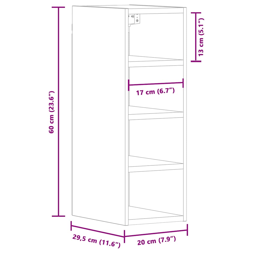 Armoire suspendue sonoma gris 20x29,5x60 cm bois d'ingénierie