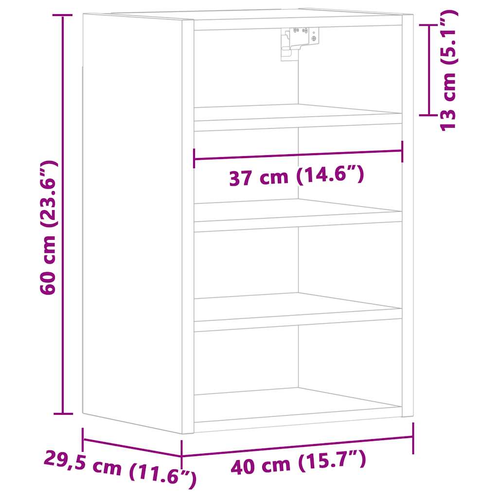 Armoire suspendue blanc 40x29,5x60 cm bois d'ingénierie