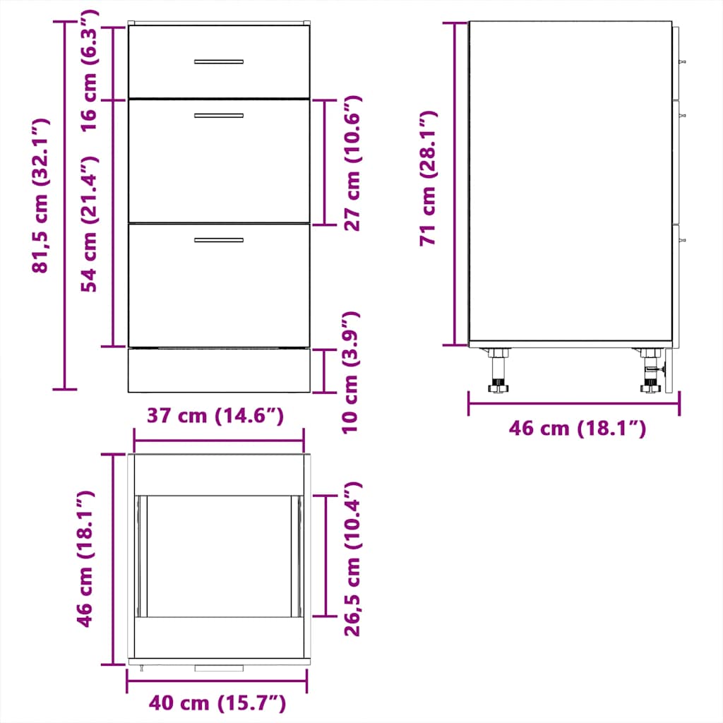 Armoire de plancher chêne sonoma 40x46x81,5cm bois d'ingénierie