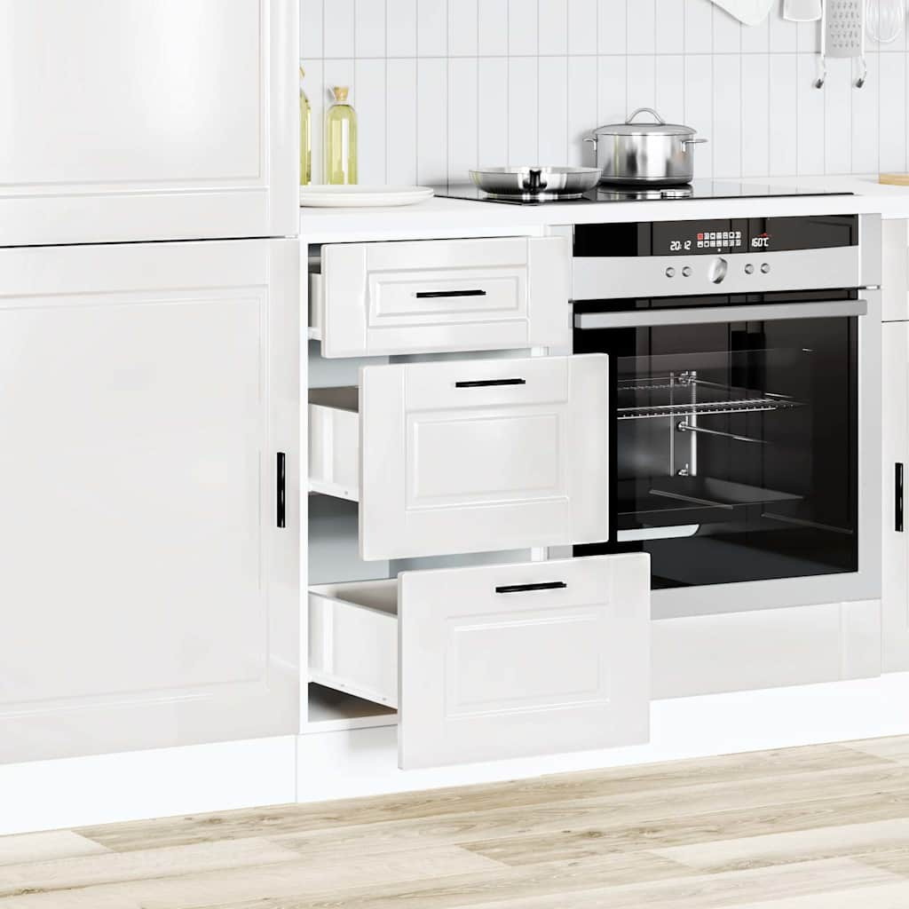 Armoire de cuisine Porto blanc brillant bois ingénierie