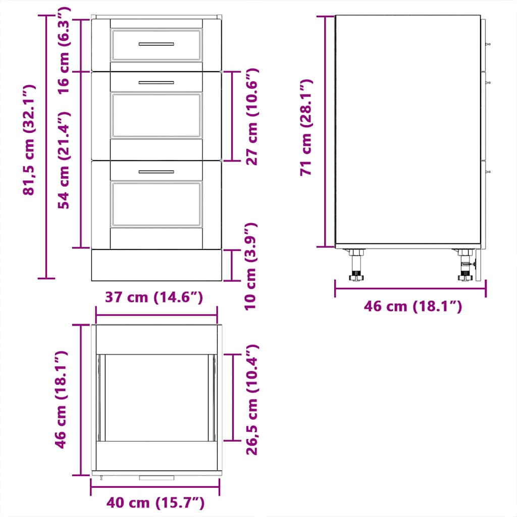 Armoire de cuisine Porto gris béton bois d'ingénierie