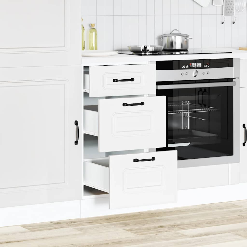 Kalmar white engineered wood kitchen cabinet