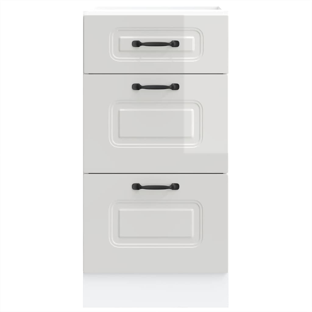 Armoire de cuisine Kalmar blanc brillant bois ingénierie