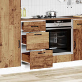 Armoire de cuisine Kalmar vieux bois bois d'ingénierie