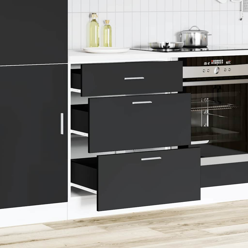 Armoire de cuisine noir bois d'ingénierie