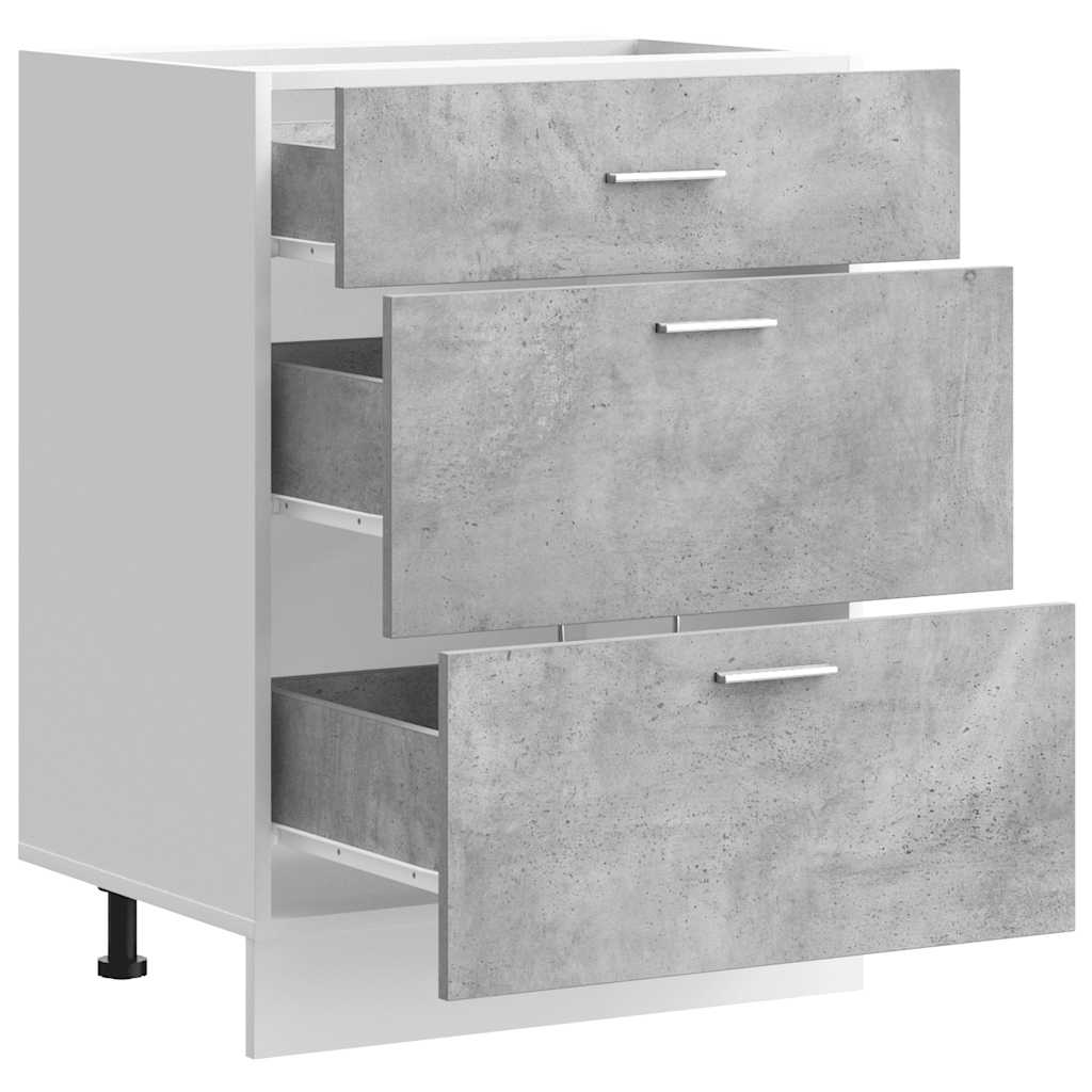 Armoire de cuisine gris béton bois d'ingénierie