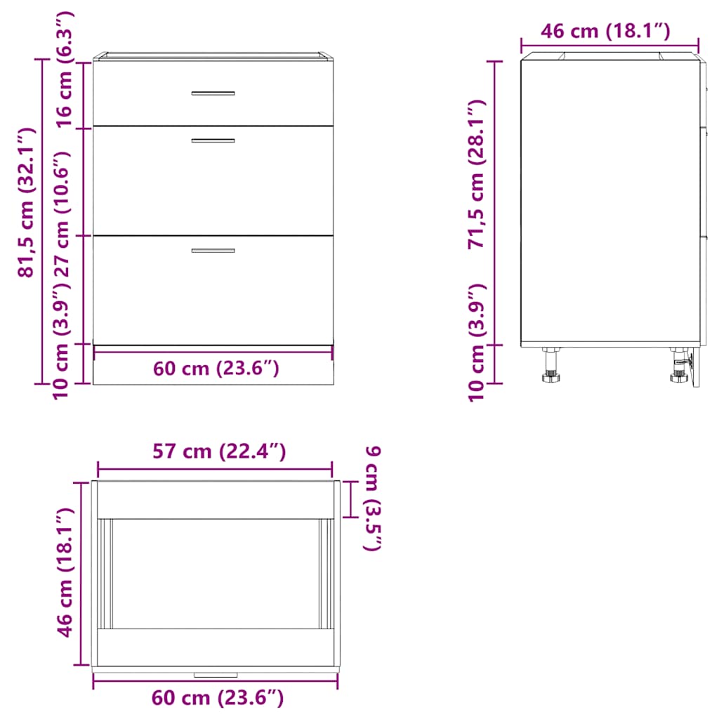 Armoire de cuisine gris béton bois d'ingénierie