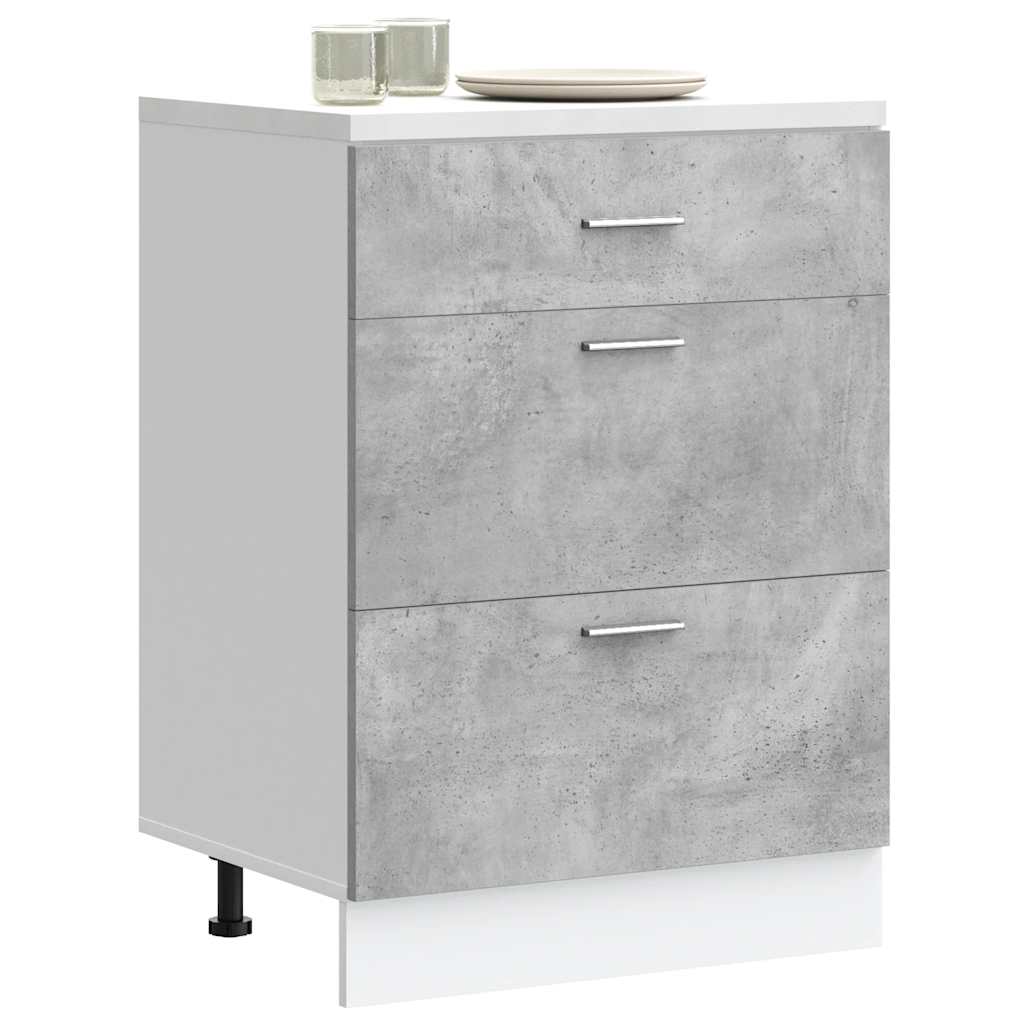 Armoire de cuisine gris béton bois d'ingénierie