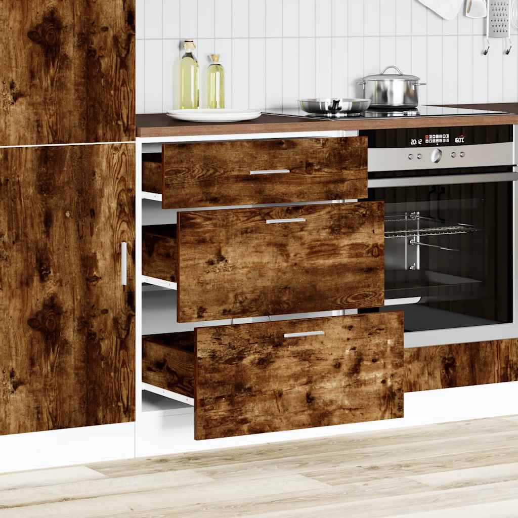 Armoire de cuisine chêne fumé bois d'ingénierie