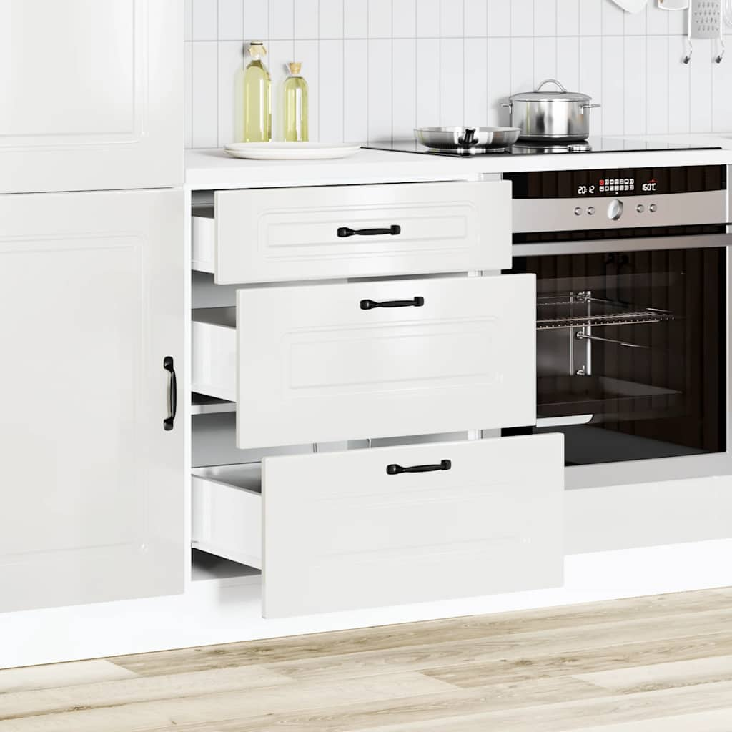 Armoire de cuisine Kalmar blanc brillant bois ingénierie