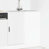 White engineered wood sink cabinet