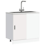 White engineered wood sink cabinet