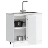 White engineered wood sink cabinet