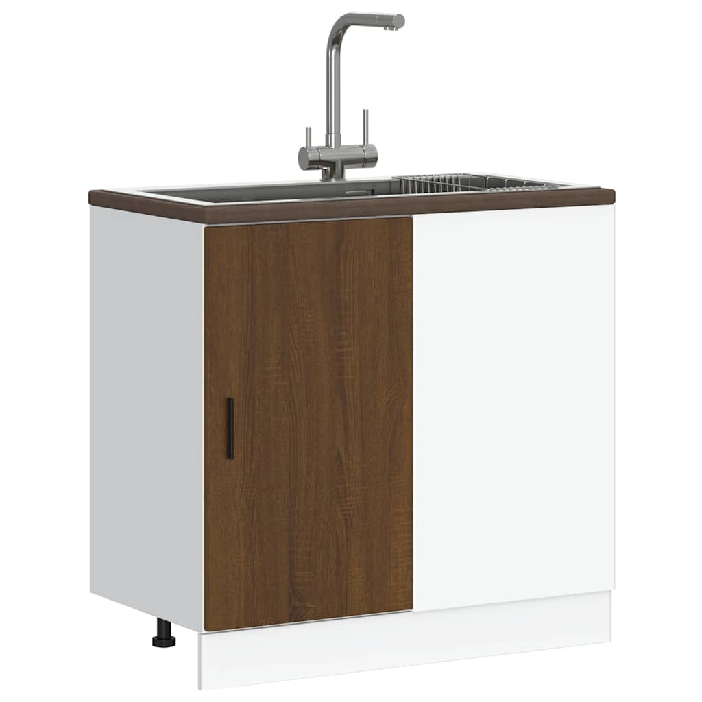 Meuble bas du lavabo chêne marron bois d'ingénierie