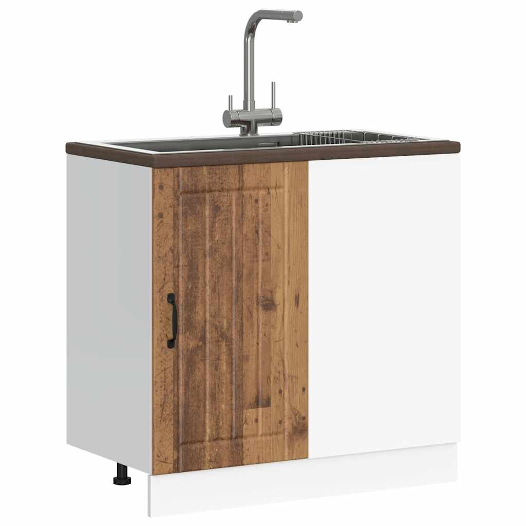 Meuble de base de lavabo Lucca vieux bois bois d'ingénierie