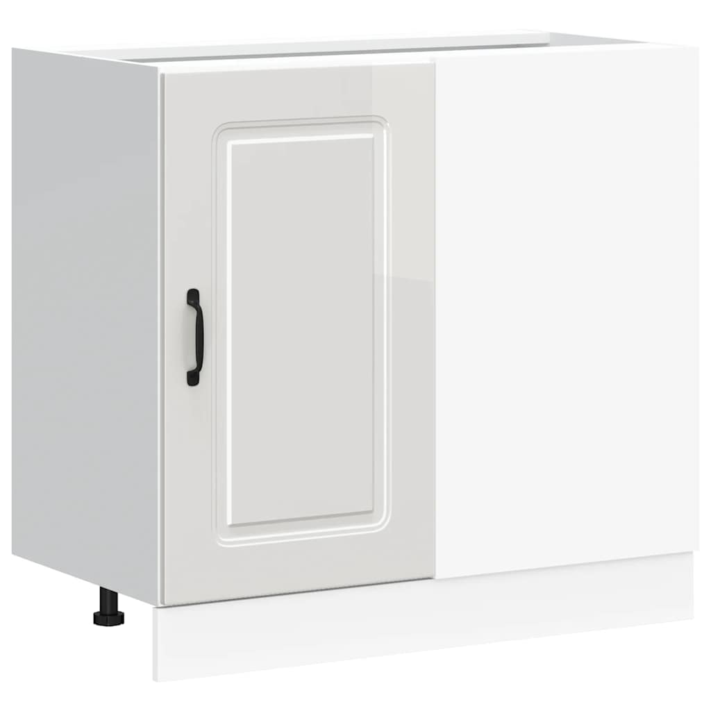 Armoire de cuisine Kalmar blanc brillant bois ingénierie