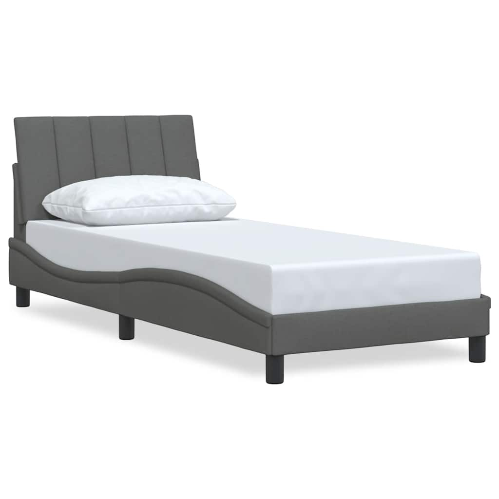 Bed frame without mattress dark gray 80x200 cm fabric