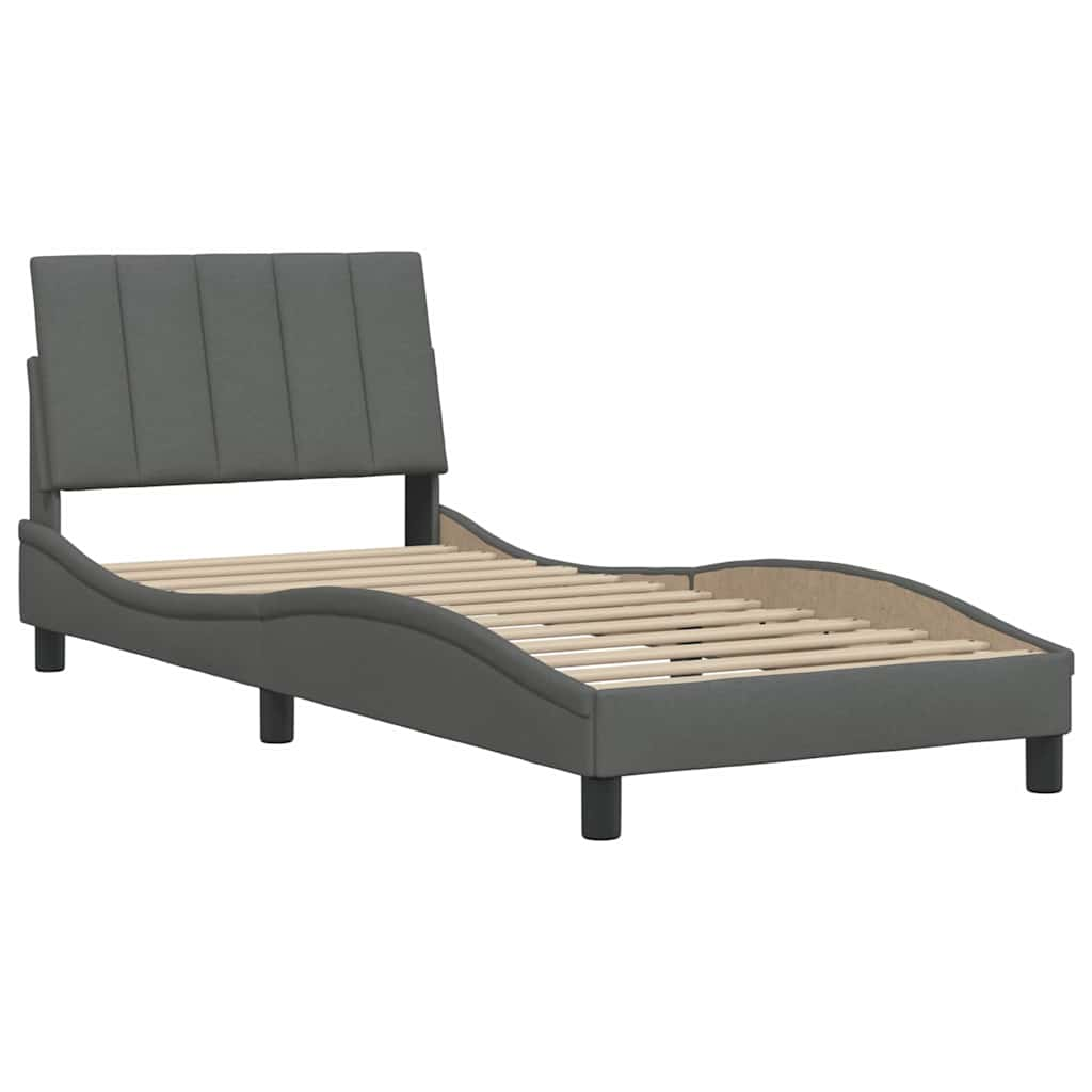 Bed frame without mattress dark gray 80x200 cm fabric