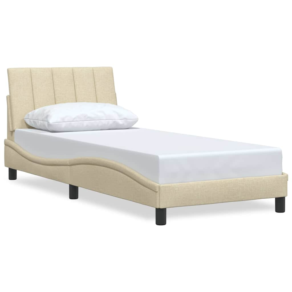 Cadre de lit sans matelas crème 80x200 cm tissu