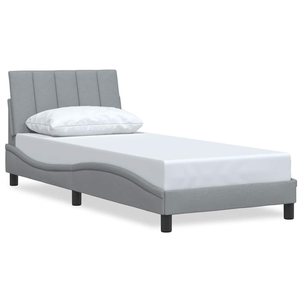 Cadre de lit sans matelas gris clair 90x190 cm tissu