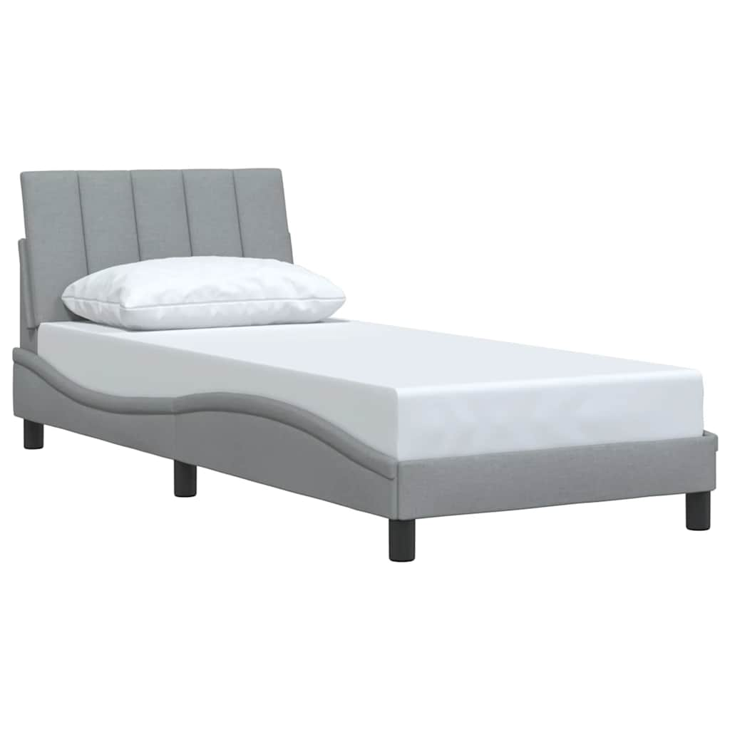 Cadre de lit sans matelas gris clair 90x190 cm tissu