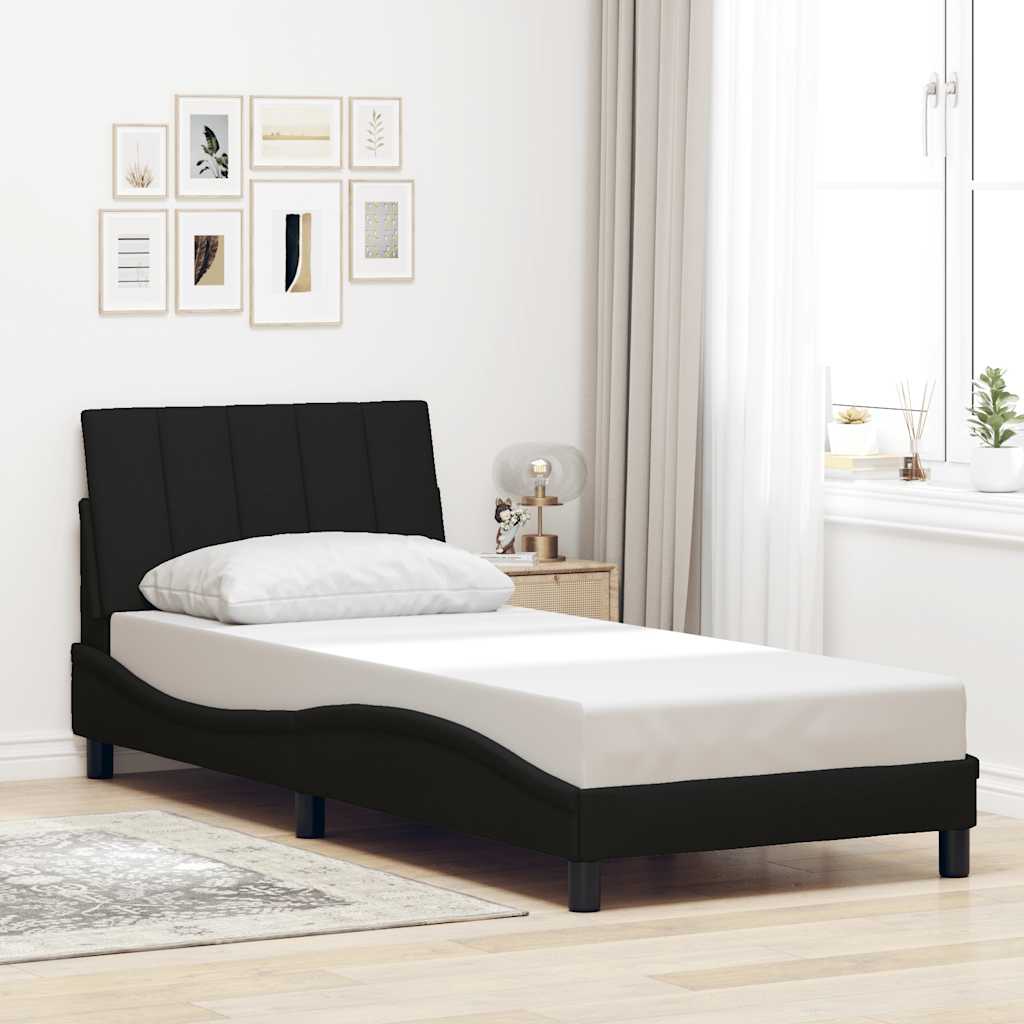 Bed frame without mattress black 90x190 cm fabric