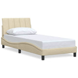 Cadre de lit sans matelas crème 90x190 cm tissu