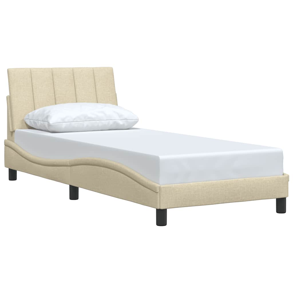 Cadre de lit sans matelas crème 90x190 cm tissu