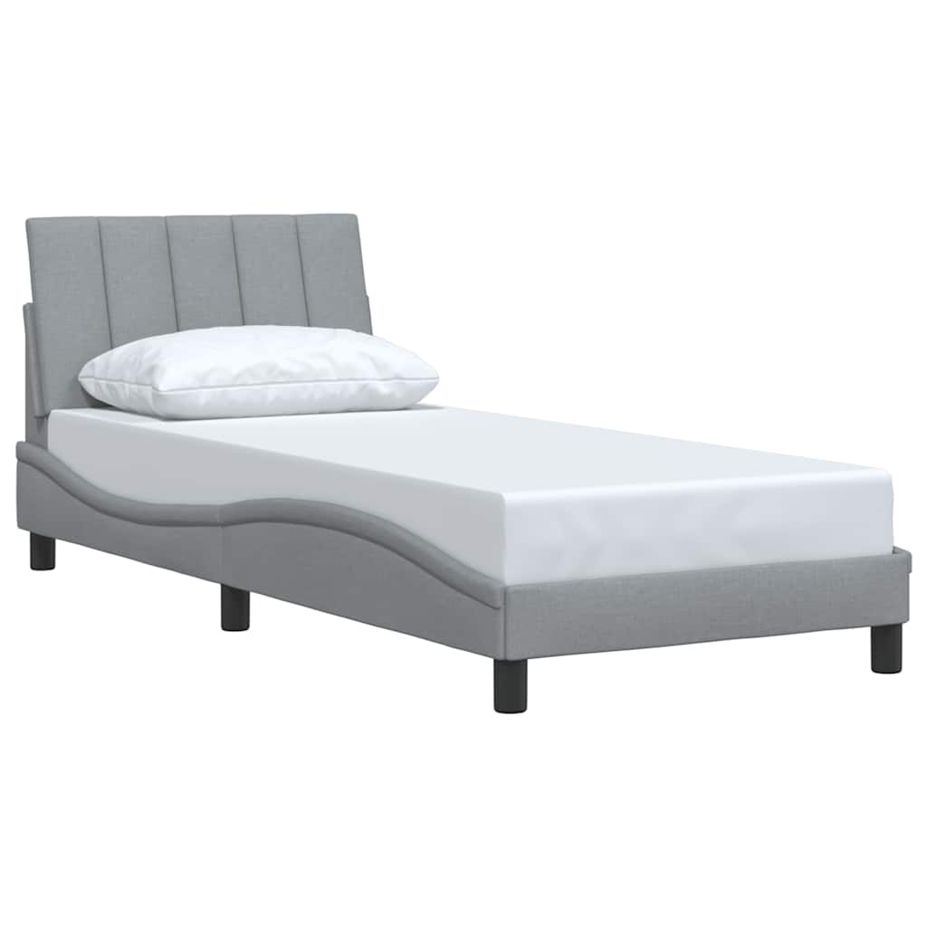 Cadre de lit sans matelas gris clair 90x200 cm tissu