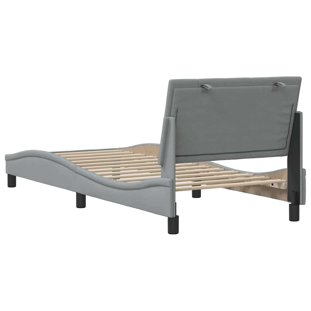 Cadre de lit sans matelas gris clair 90x200 cm tissu