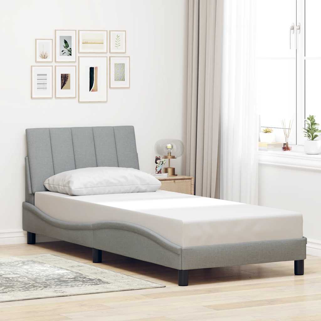 Cadre de lit sans matelas gris clair 90x200 cm tissu