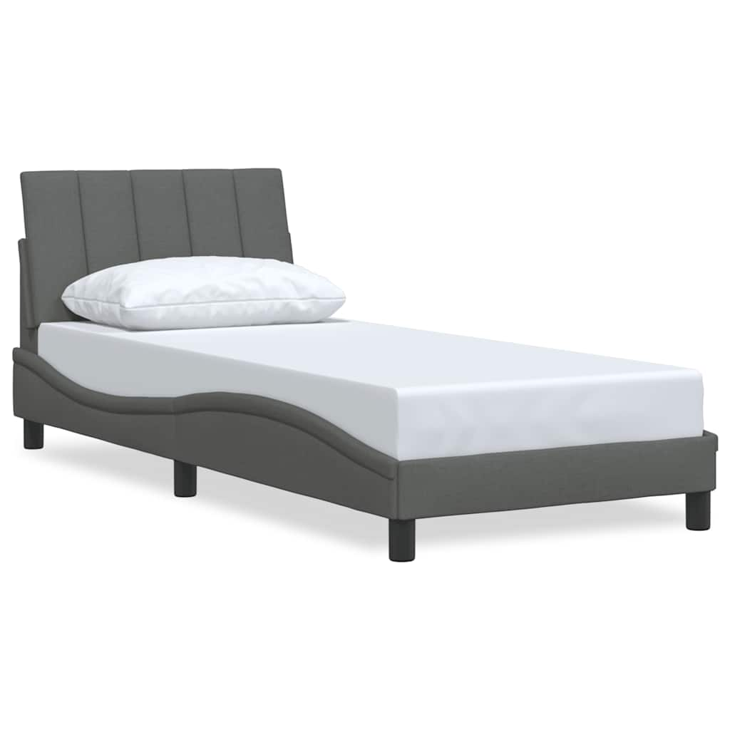 Cadre de lit sans matelas gris foncé 90x200 cm tissu