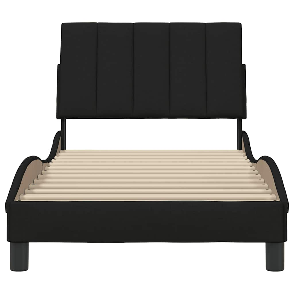 Cadre de lit sans matelas noir 90x200 cm tissu