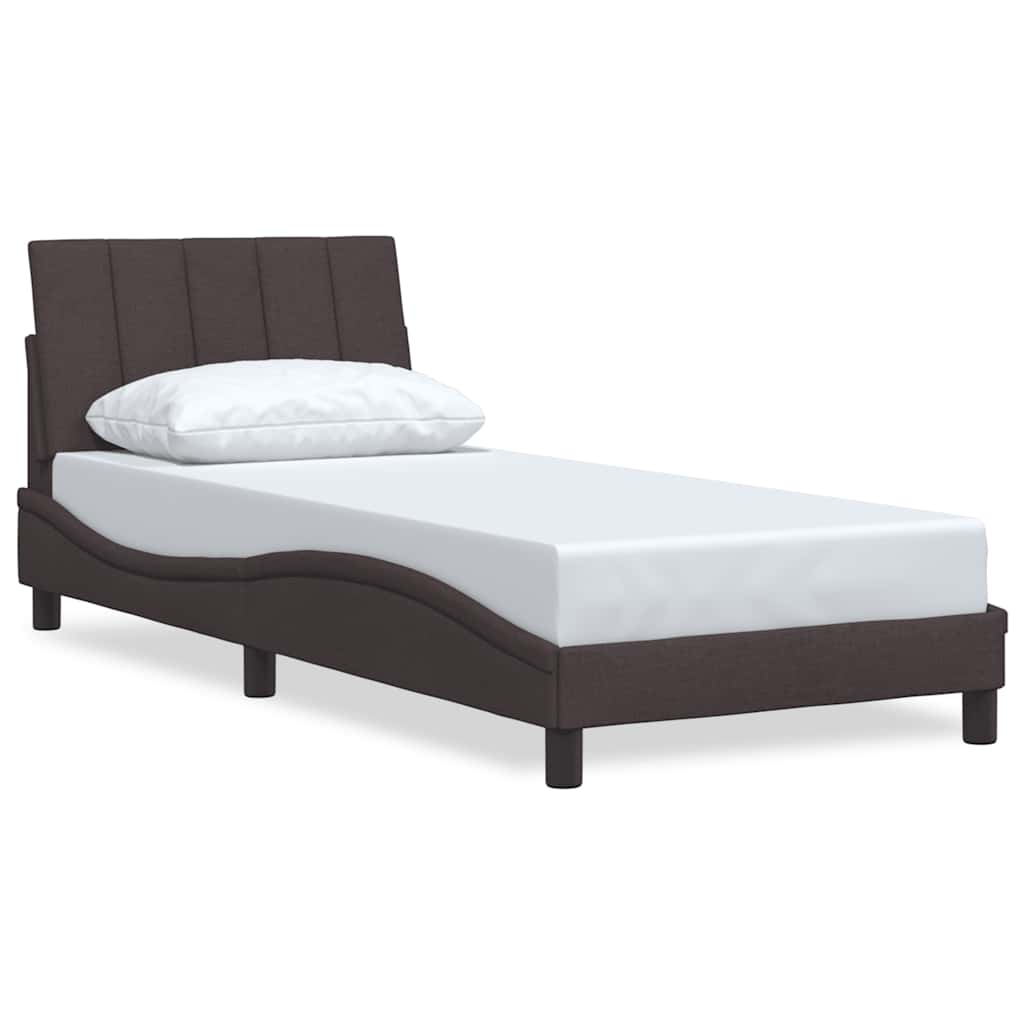 Cadre de lit sans matelas marron foncé 90x200 cm tissu