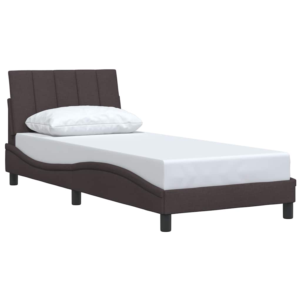 Cadre de lit sans matelas marron foncé 90x200 cm tissu