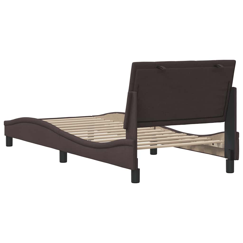 Bed frame without mattress dark brown 90x200 cm fabric