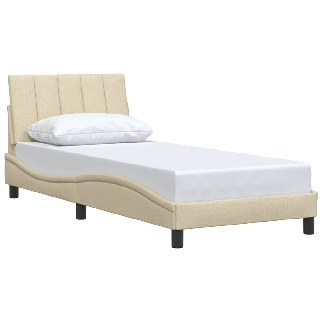 Cadre de lit sans matelas crème 90x200 cm tissu