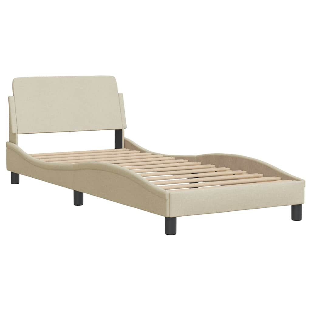 Cadre de lit sans matelas crème 90x200 cm tissu