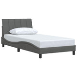 Cadre de lit sans matelas gris foncé 100x200 cm tissu