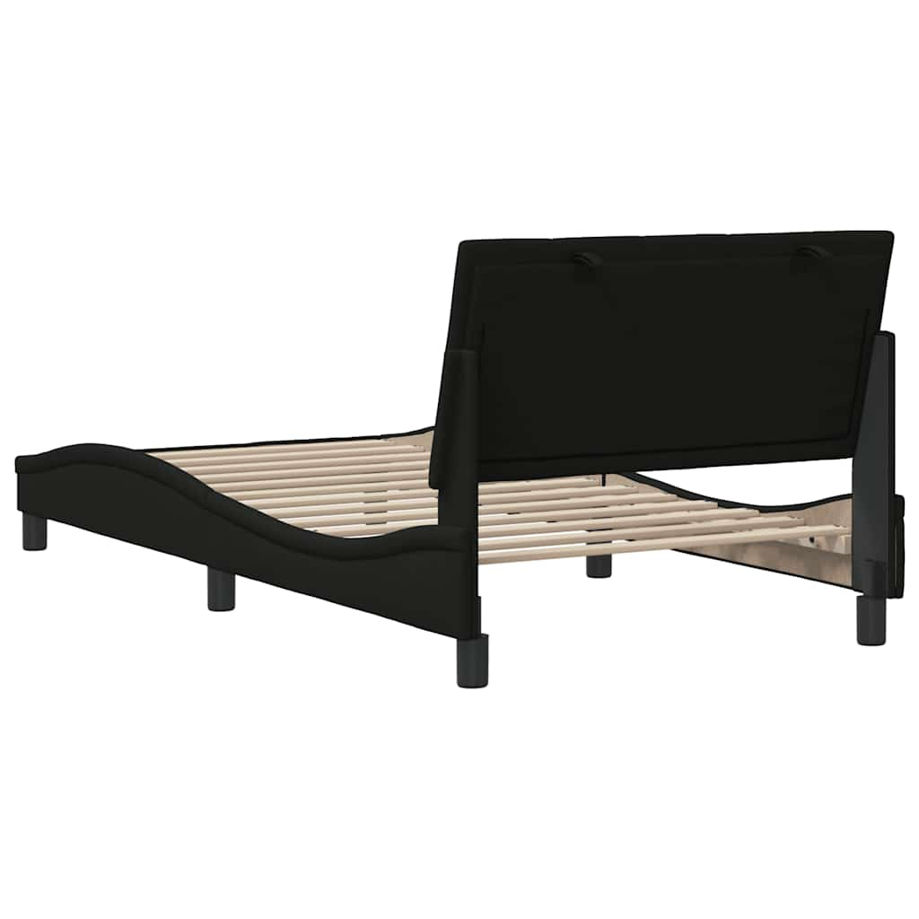 Cadre de lit sans matelas noir 100x200 cm tissu